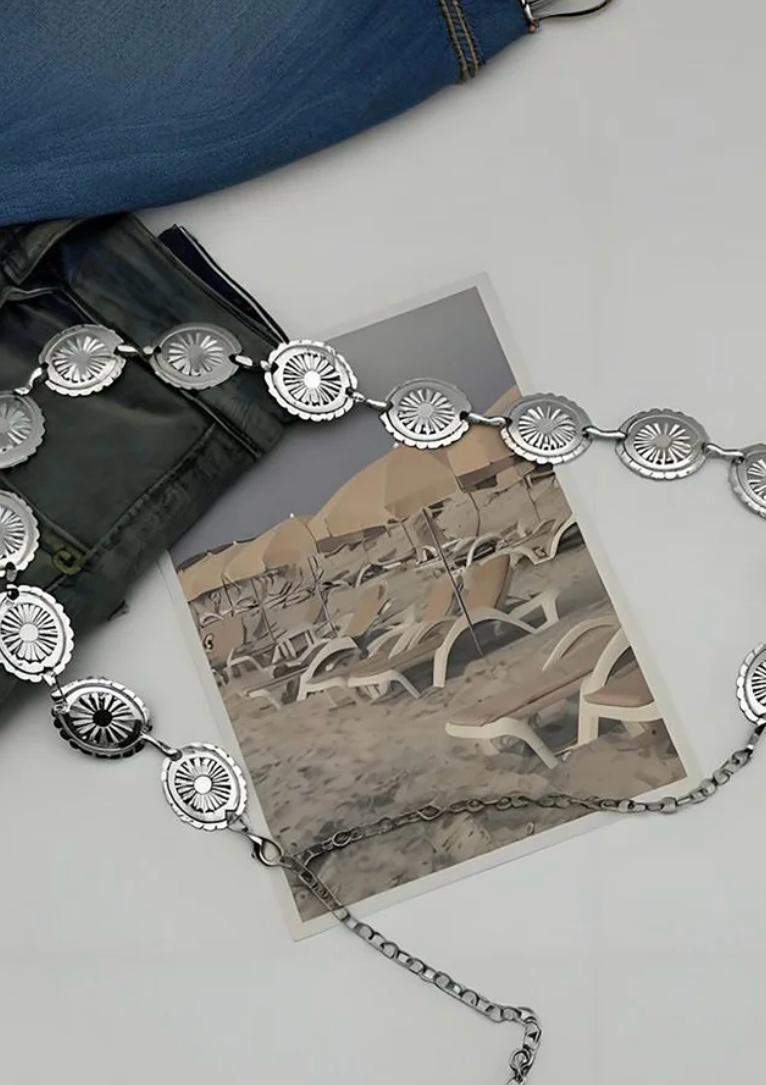 Silver floral waist chain