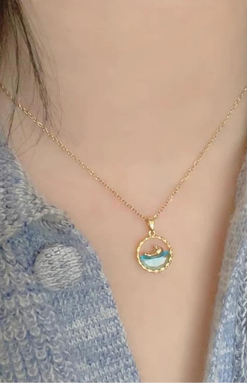 Golden and Blue Beach-themed Necklace