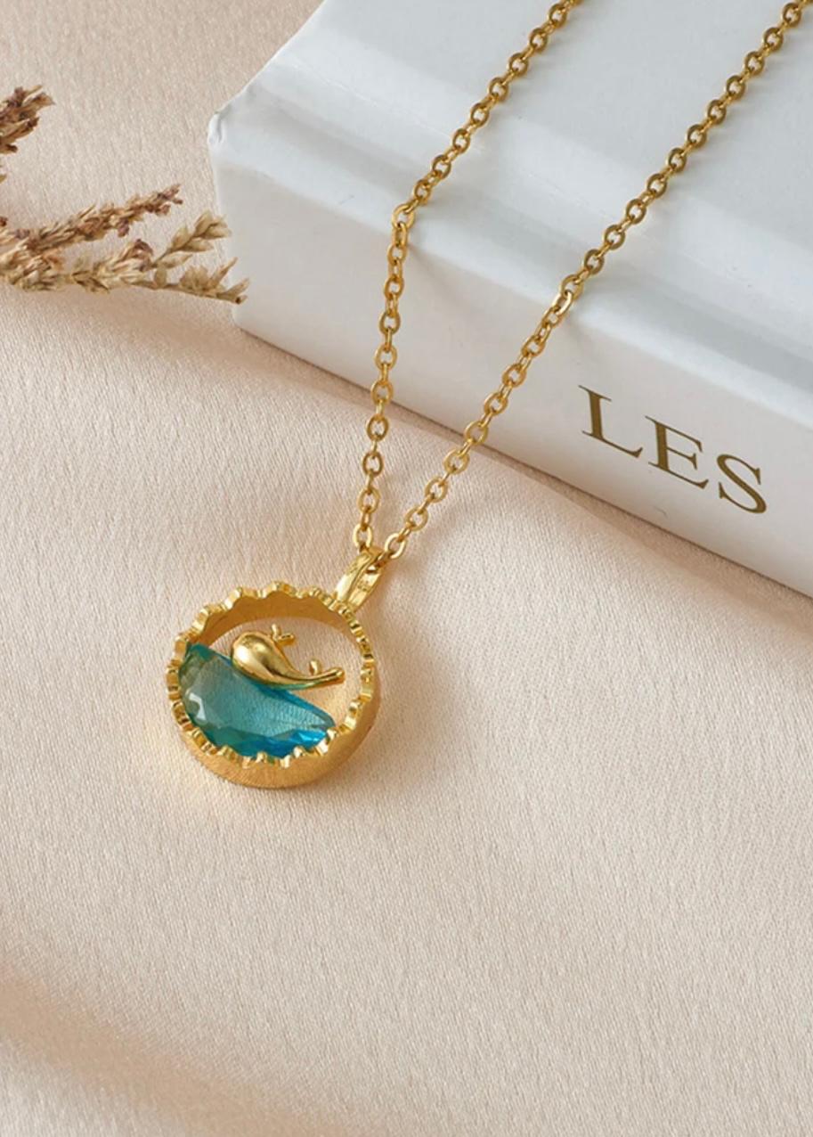 Golden and Blue Beach-themed Necklace
