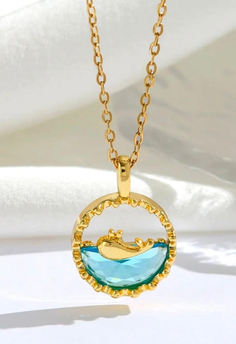 Golden and Blue Beach-themed Necklace