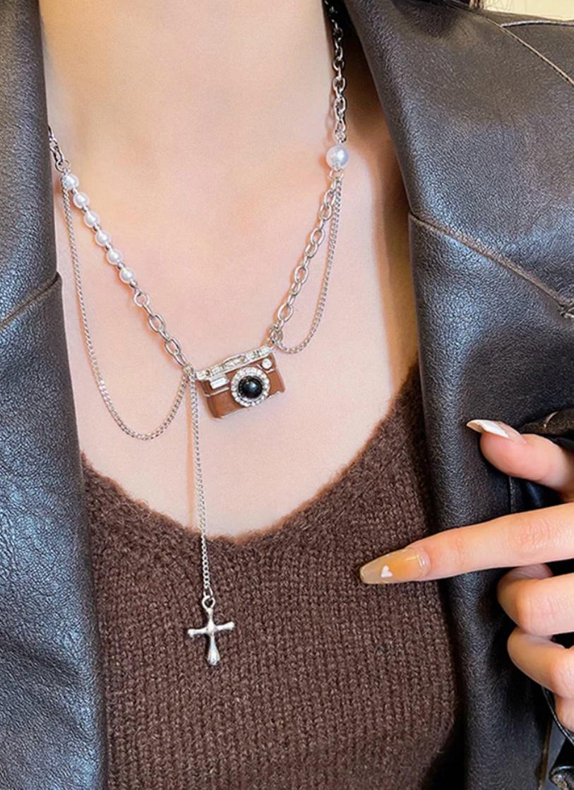 Camera-themed Silver Necklace
