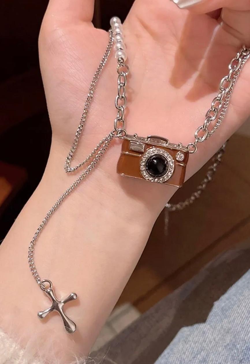Camera-themed Silver Necklace