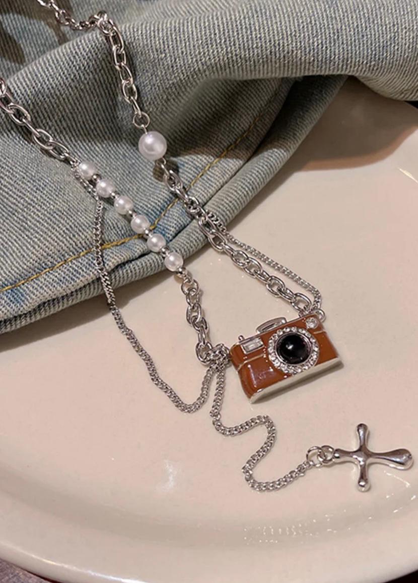 Camera-themed Silver Necklace