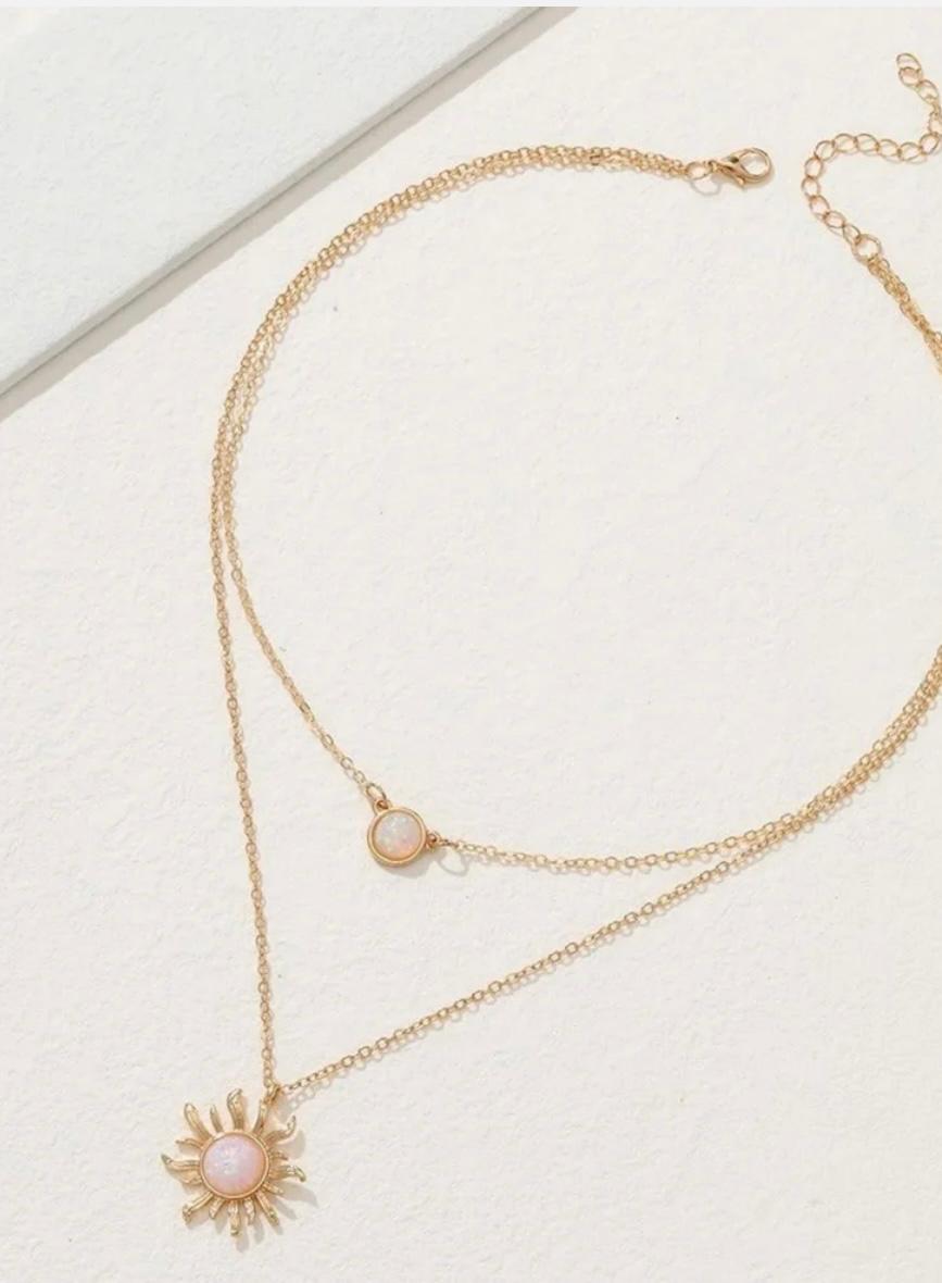 Sun-themed Layered Necklace