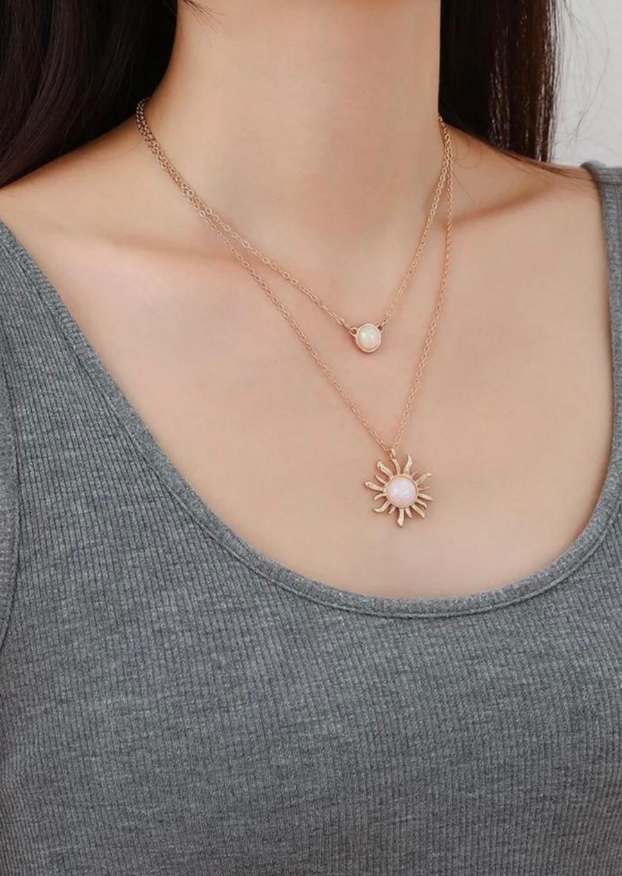 Sun-themed Layered Necklace