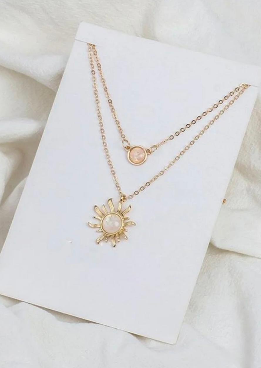 Sun-themed Layered Necklace