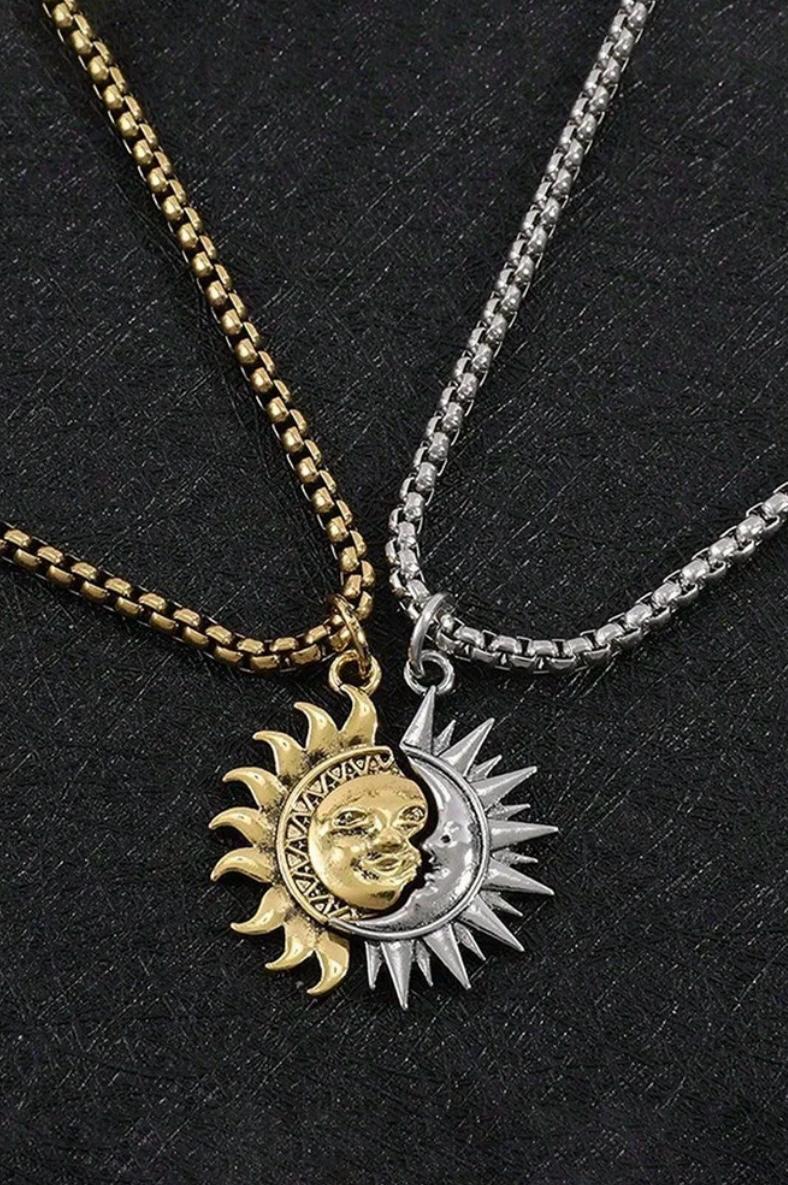 Dual color Sun-themed Necklace set of 2