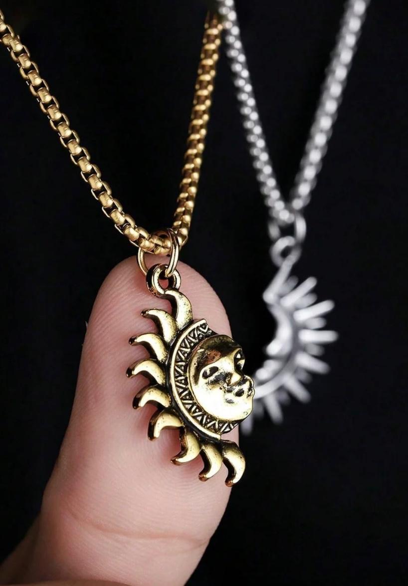 Dual color Sun-themed Necklace set of 2