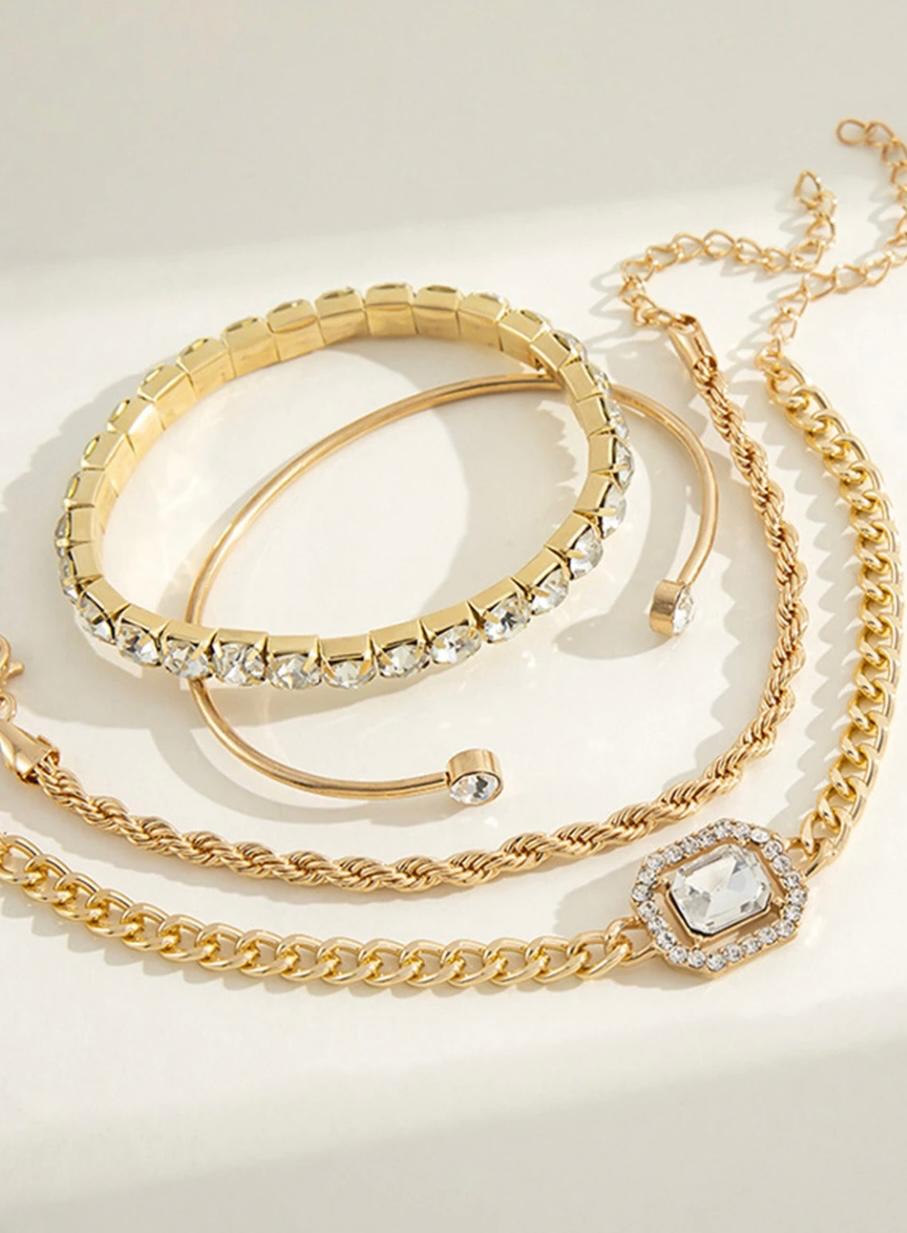 Rhinestone Bracelet set of four