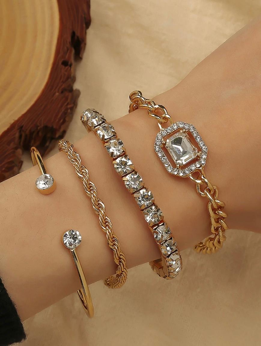 Rhinestone Bracelet set of four