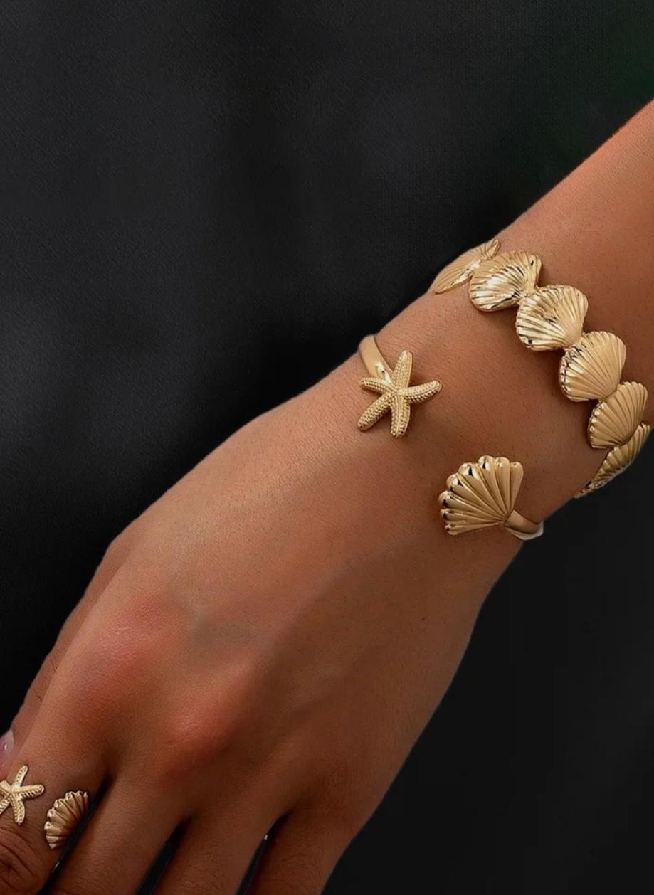 Shells Bracelet and Ring set of 3