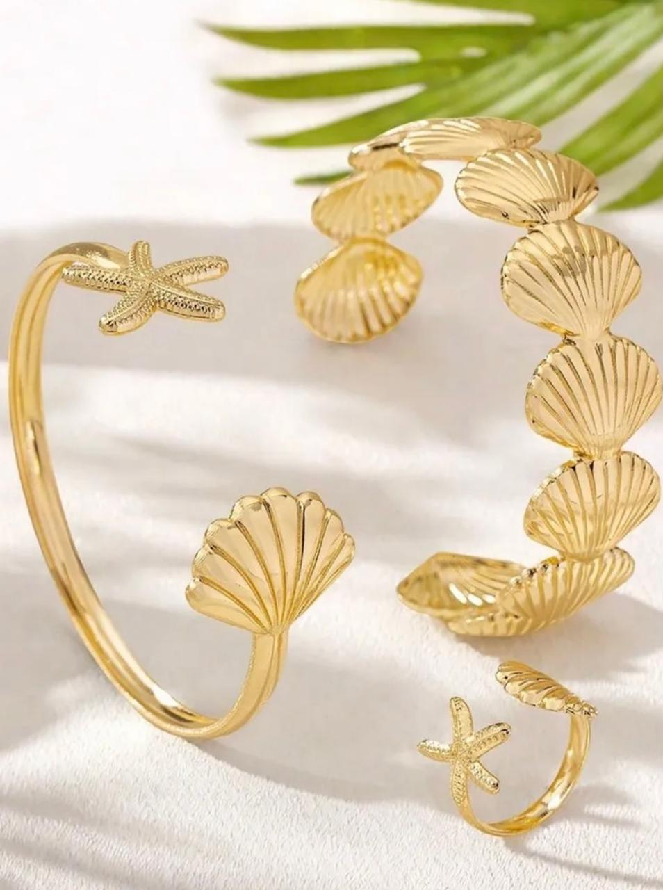 Shells Bracelet and Ring set of 3