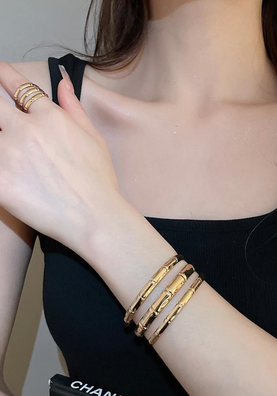 Statement Golden Bracelet and Ring Set
