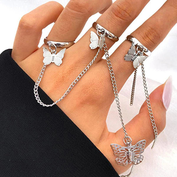 Set of 2 Butterfly Inspired Chain Rings