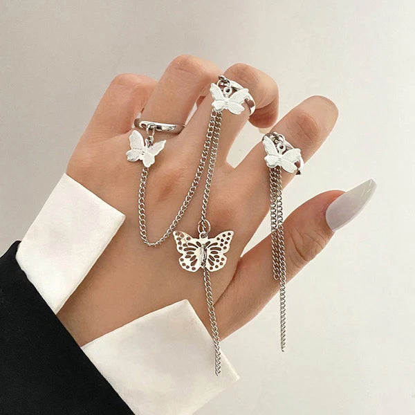Set of 2 Butterfly Inspired Chain Rings