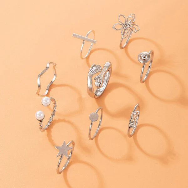 Silver Hug-Floral Finger Ring