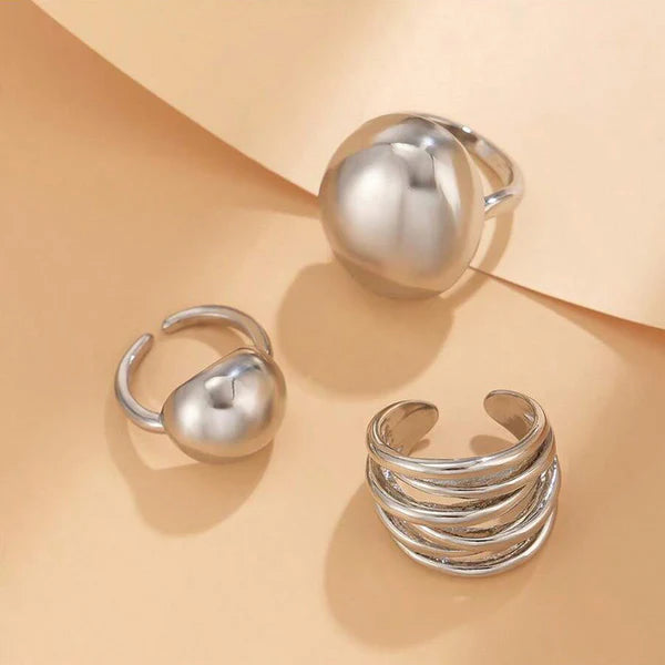 Silver Set of 3 Finger Rings