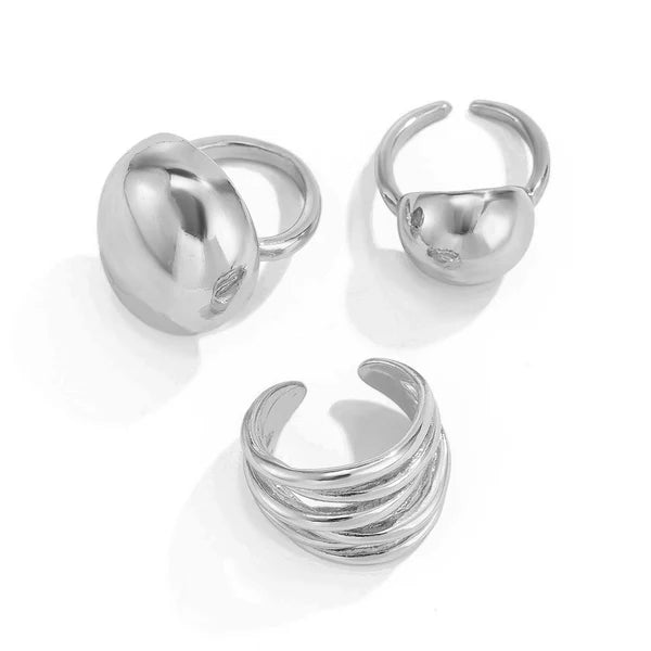 Silver Set of 3 Finger Rings