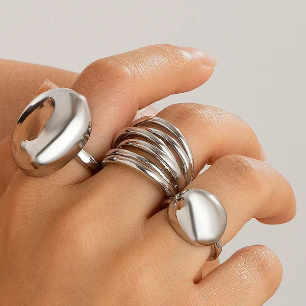 Silver Set of 3 Finger Rings
