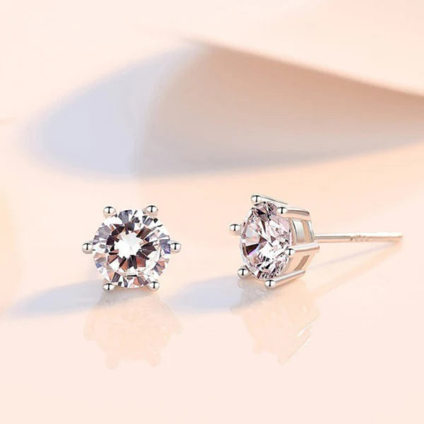 Circular Solitaire Stud Earrings