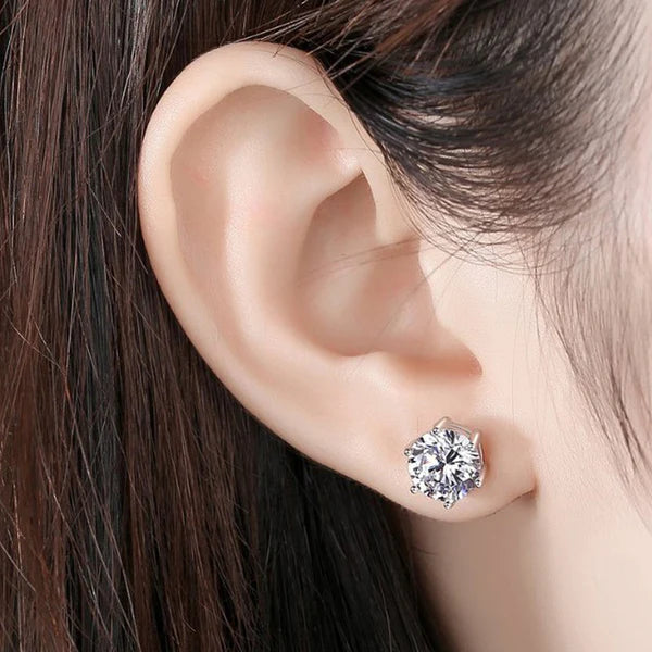 Circular Solitaire Stud Earrings