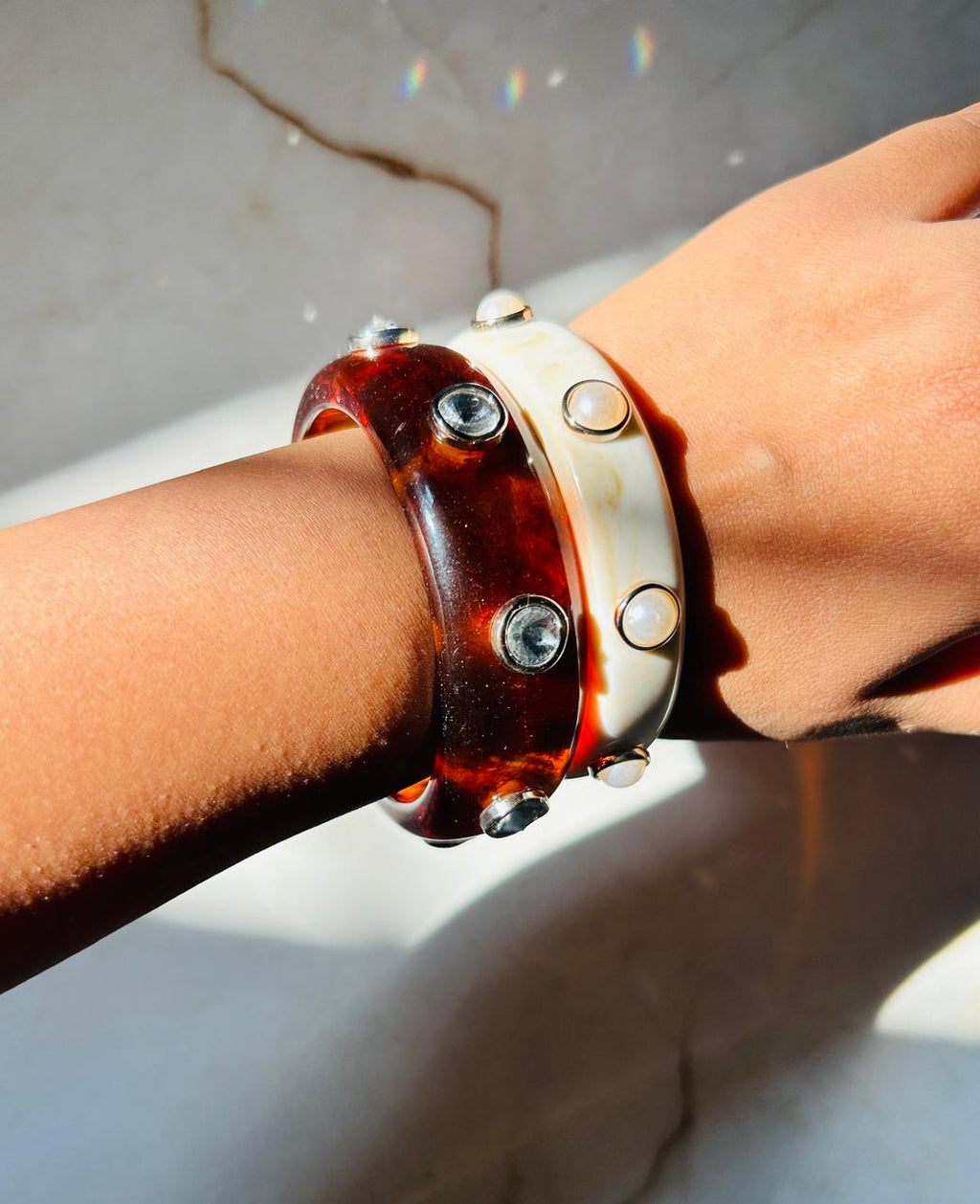 Brown and Beige Chunky Hand Stack