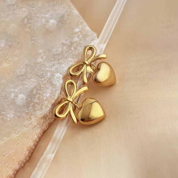 Bow-Heart Themed Earrings