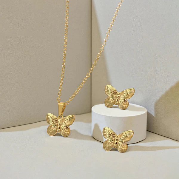 Gold Plated Anti Tarnish Butterfly Themed Set