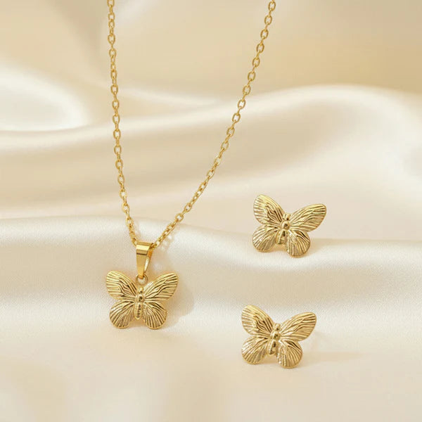 Gold Plated Anti Tarnish Butterfly Themed Set