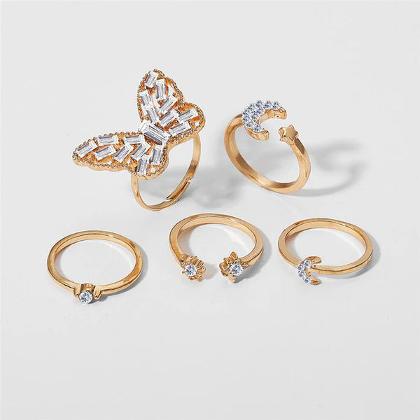 Butterfly Rings Set of 5