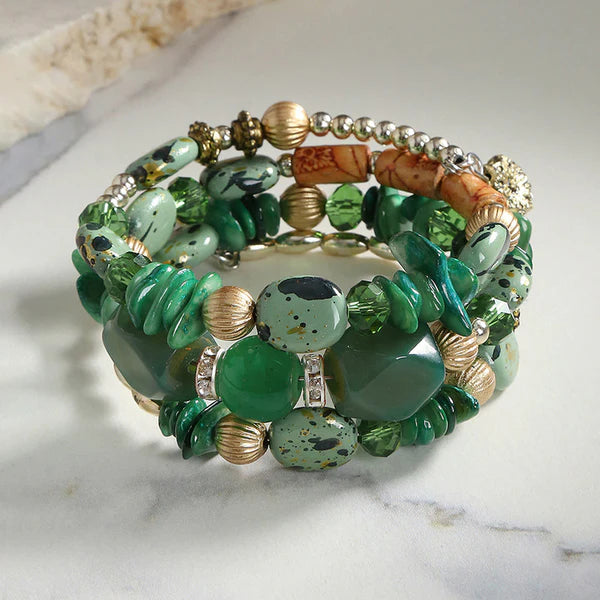Bohemia green Beads Multi Strand Bracelet