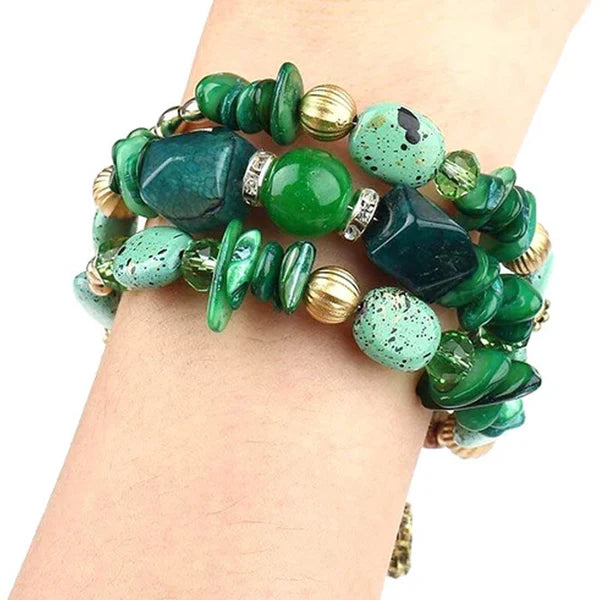 Bohemia green Beads Multi Strand Bracelet