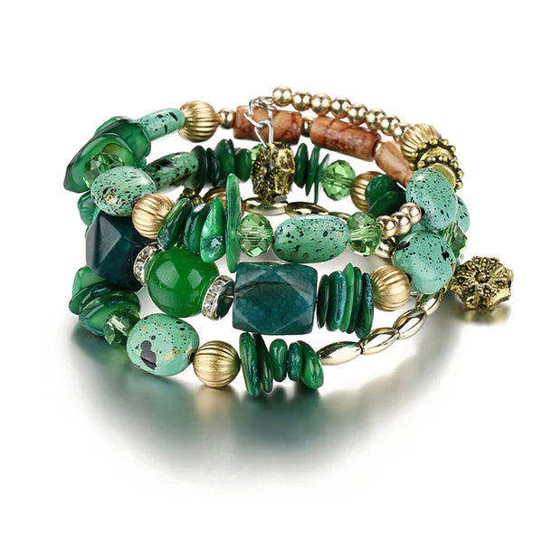 Bohemia green Beads Multi Strand Bracelet