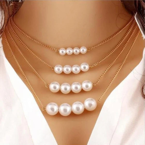 Pearl Studded Multi Layered Necklace