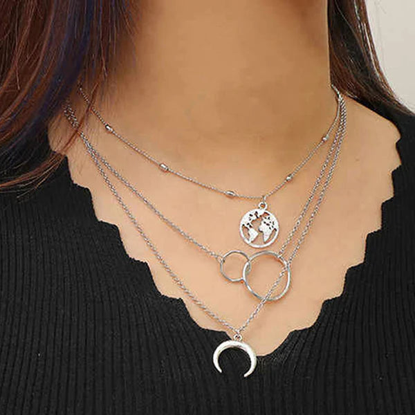 Silver Plated Layered Necklace